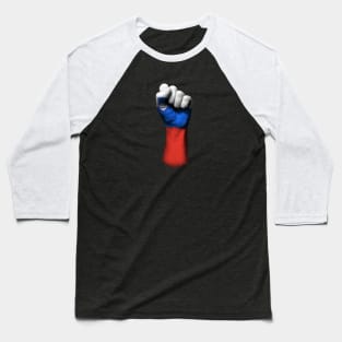 Flag of Slovenia on a Raised Clenched Fist Baseball T-Shirt